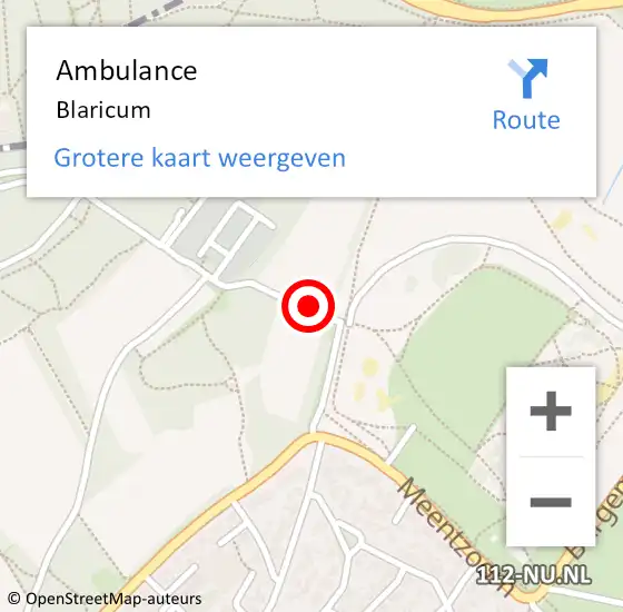 Locatie op kaart van de 112 melding: Ambulance Blaricum op 13 augustus 2023 22:14