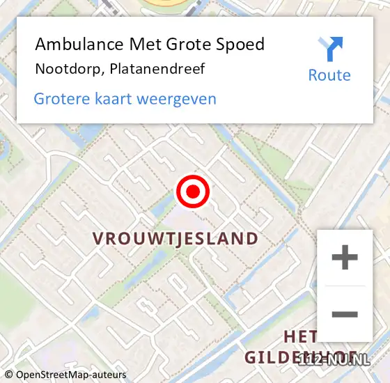 Locatie op kaart van de 112 melding: Ambulance Met Grote Spoed Naar Nootdorp, Platanendreef op 13 augustus 2023 23:37
