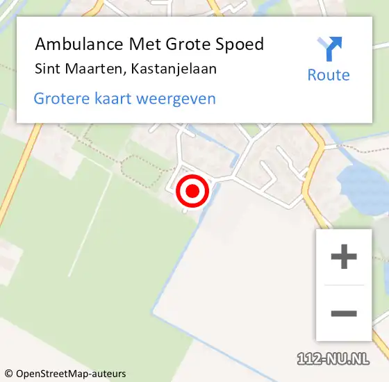 Locatie op kaart van de 112 melding: Ambulance Met Grote Spoed Naar Sint Maarten, Kastanjelaan op 14 augustus 2023 00:42