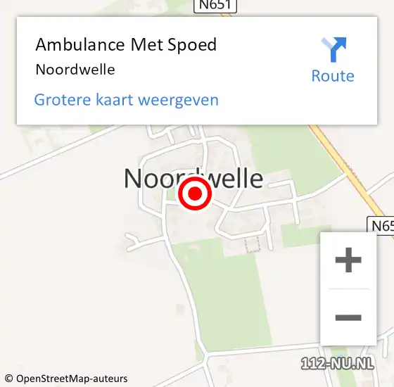 Locatie op kaart van de 112 melding: Ambulance Met Spoed Naar Noordwelle op 14 augustus 2023 00:54