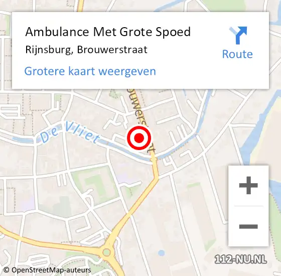 Locatie op kaart van de 112 melding: Ambulance Met Grote Spoed Naar Rijnsburg, Brouwerstraat op 14 augustus 2023 01:34