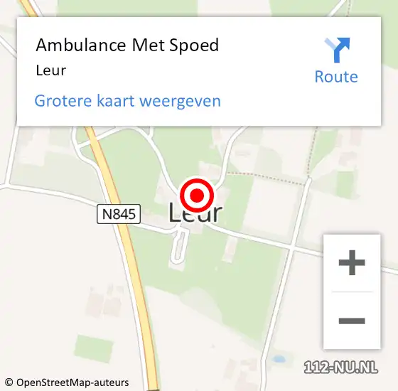Locatie op kaart van de 112 melding: Ambulance Met Spoed Naar Leur op 14 augustus 2023 04:21