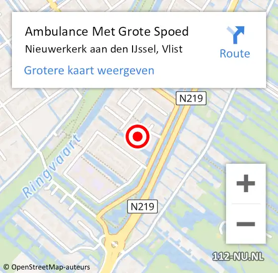 Locatie op kaart van de 112 melding: Ambulance Met Grote Spoed Naar Nieuwerkerk aan den IJssel, Vlist op 14 augustus 2023 04:56