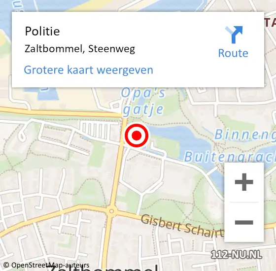Locatie op kaart van de 112 melding: Politie Zaltbommel, Steenweg op 14 augustus 2023 07:42