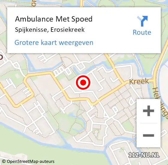 Locatie op kaart van de 112 melding: Ambulance Met Spoed Naar Spijkenisse, Erosiekreek op 14 augustus 2023 07:49