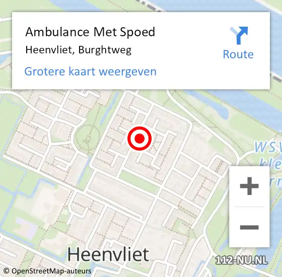 Locatie op kaart van de 112 melding: Ambulance Met Spoed Naar Heenvliet, Burghtweg op 14 augustus 2023 07:51