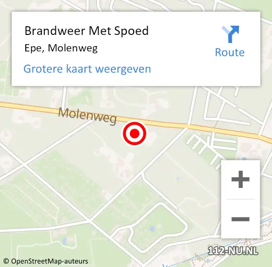 Locatie op kaart van de 112 melding: Brandweer Met Spoed Naar Epe, Molenweg op 14 augustus 2023 08:00