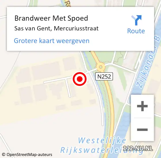 Locatie op kaart van de 112 melding: Brandweer Met Spoed Naar Sas van Gent, Mercuriusstraat op 14 augustus 2023 08:22