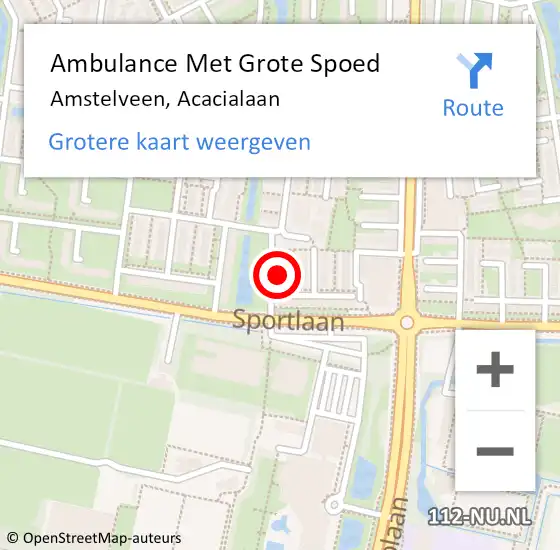 Locatie op kaart van de 112 melding: Ambulance Met Grote Spoed Naar Amstelveen, Acacialaan op 14 augustus 2023 08:52