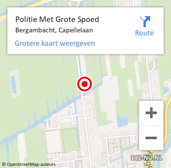 Locatie op kaart van de 112 melding: Politie Met Grote Spoed Naar Bergambacht, Capellelaan op 14 augustus 2023 08:55