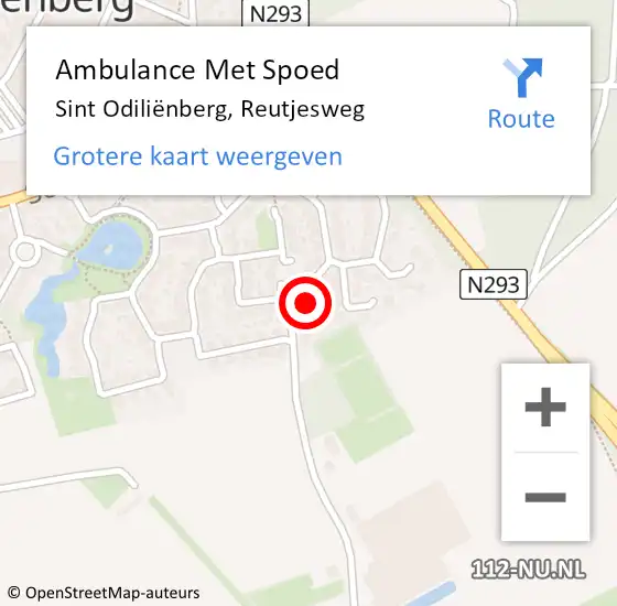 Locatie op kaart van de 112 melding: Ambulance Met Spoed Naar Sint Odiliënberg, Reutjesweg op 14 augustus 2023 09:01