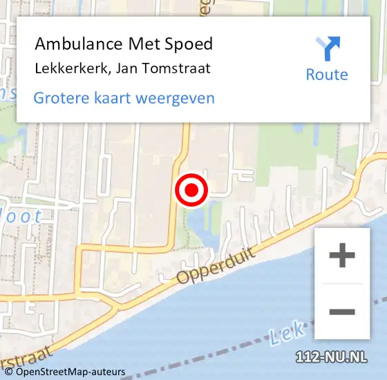 Locatie op kaart van de 112 melding: Ambulance Met Spoed Naar Lekkerkerk, Jan Tomstraat op 14 augustus 2023 09:06