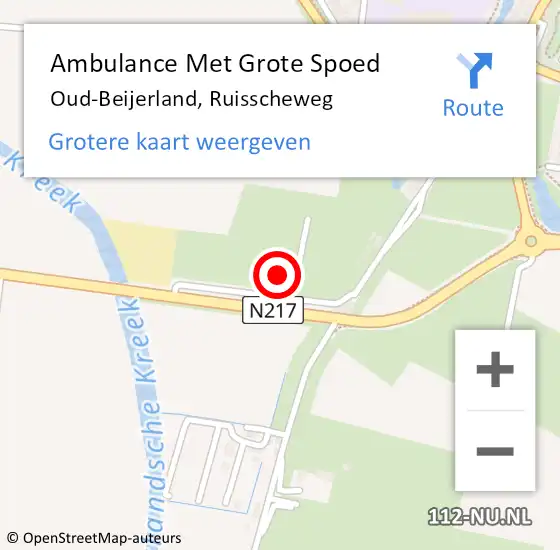 Locatie op kaart van de 112 melding: Ambulance Met Grote Spoed Naar Oud-Beijerland, Ruisscheweg op 14 augustus 2023 09:36