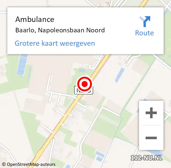 Locatie op kaart van de 112 melding: Ambulance Baarlo, Napoleonsbaan Noord op 4 september 2014 17:41