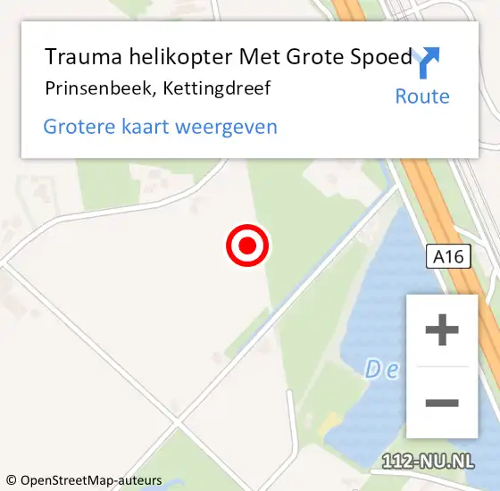 Locatie op kaart van de 112 melding: Trauma helikopter Met Grote Spoed Naar Prinsenbeek, Kettingdreef op 14 augustus 2023 10:06