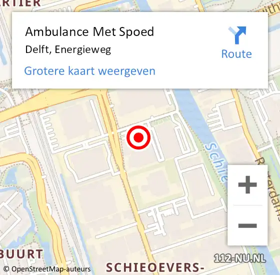 Locatie op kaart van de 112 melding: Ambulance Met Spoed Naar Delft, Energieweg op 14 augustus 2023 10:09