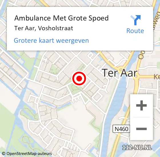 Locatie op kaart van de 112 melding: Ambulance Met Grote Spoed Naar Ter Aar, Vosholstraat op 14 augustus 2023 10:12