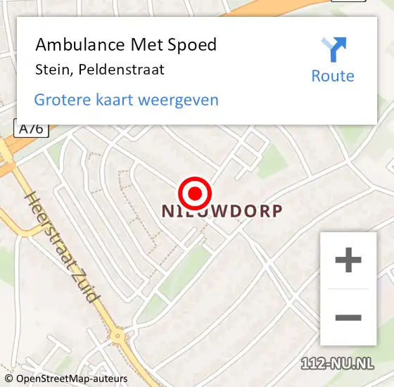 Locatie op kaart van de 112 melding: Ambulance Met Spoed Naar Stein, Peldenstraat op 4 september 2014 17:45