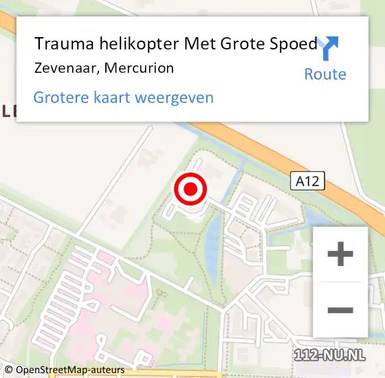 Locatie op kaart van de 112 melding: Trauma helikopter Met Grote Spoed Naar Zevenaar, Mercurion op 14 augustus 2023 10:27