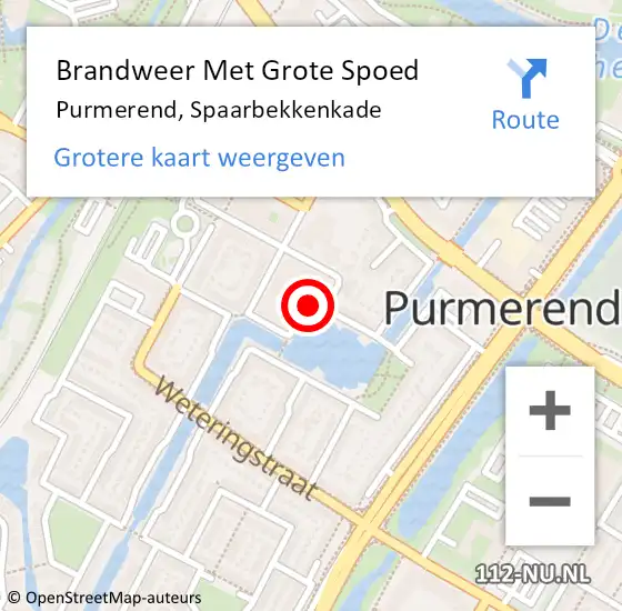 Locatie op kaart van de 112 melding: Brandweer Met Grote Spoed Naar Purmerend, Spaarbekkenkade op 14 augustus 2023 10:58