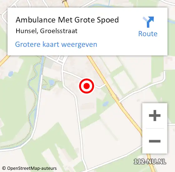 Locatie op kaart van de 112 melding: Ambulance Met Grote Spoed Naar Hunsel, Groelsstraat op 14 augustus 2023 11:17