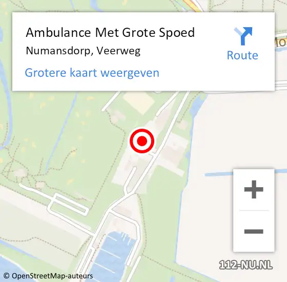 Locatie op kaart van de 112 melding: Ambulance Met Grote Spoed Naar Numansdorp, Veerweg op 14 augustus 2023 11:25