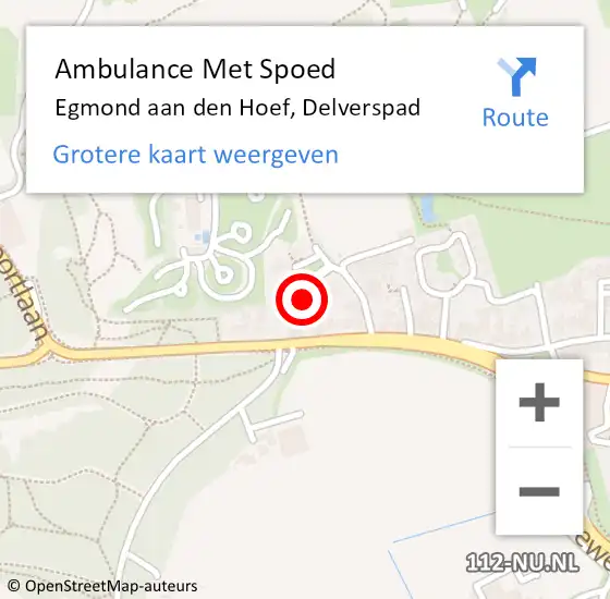 Locatie op kaart van de 112 melding: Ambulance Met Spoed Naar Egmond aan den Hoef, Delverspad op 14 augustus 2023 11:28