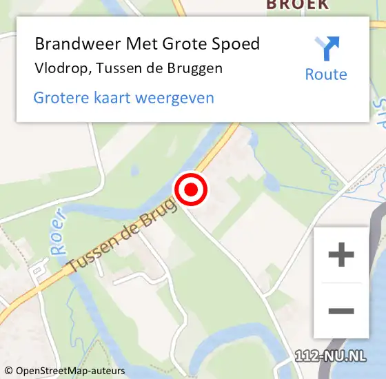 Locatie op kaart van de 112 melding: Brandweer Met Grote Spoed Naar Vlodrop, Tussen de Bruggen op 14 augustus 2023 11:54