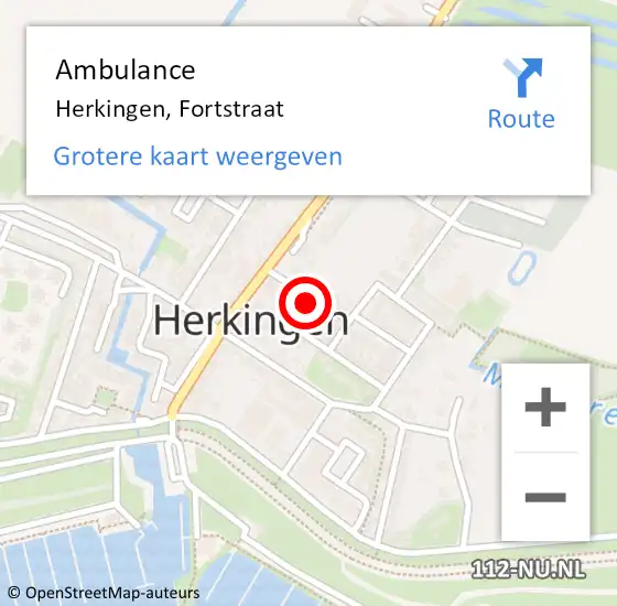 Locatie op kaart van de 112 melding: Ambulance Herkingen, Fortstraat op 9 september 2013 13:34