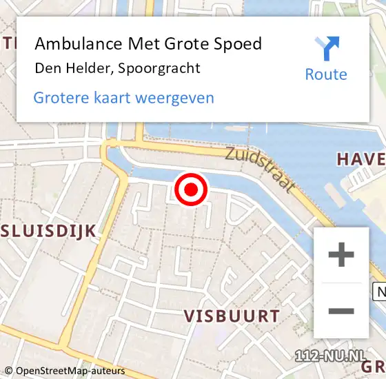 Locatie op kaart van de 112 melding: Ambulance Met Grote Spoed Naar Den Helder, Spoorgracht op 14 augustus 2023 12:26