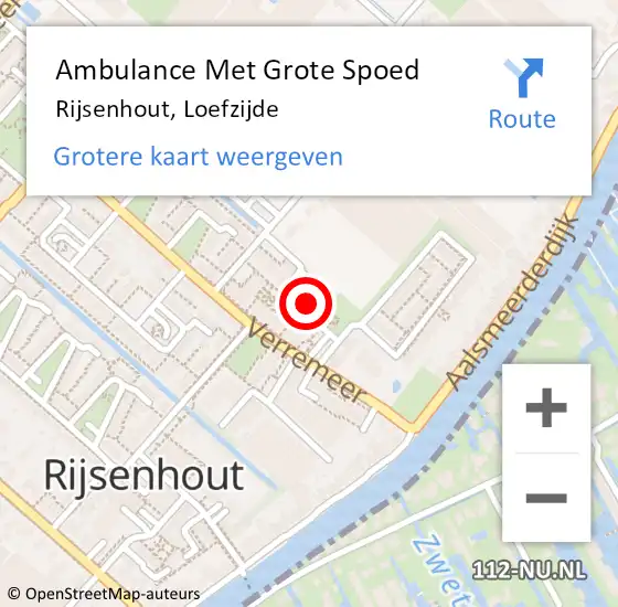 Locatie op kaart van de 112 melding: Ambulance Met Grote Spoed Naar Rijsenhout, Loefzijde op 14 augustus 2023 12:33