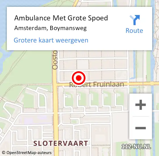 Locatie op kaart van de 112 melding: Ambulance Met Grote Spoed Naar Amsterdam, Boymansweg op 14 augustus 2023 12:48