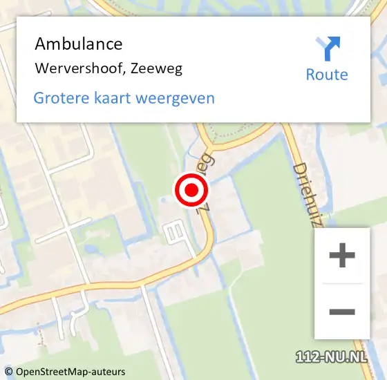 Locatie op kaart van de 112 melding: Ambulance Wervershoof, Zeeweg op 14 augustus 2023 12:50