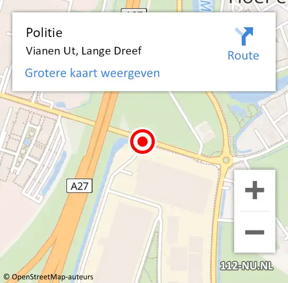 Locatie op kaart van de 112 melding: Politie Vianen Ut, Lange Dreef op 4 september 2014 18:07