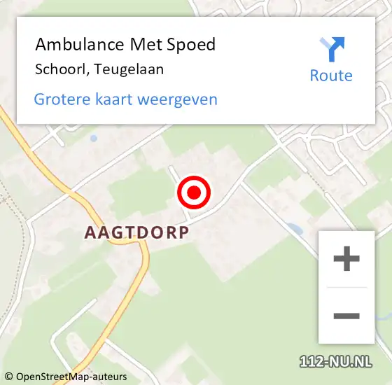 Locatie op kaart van de 112 melding: Ambulance Met Spoed Naar Schoorl, Teugelaan op 14 augustus 2023 13:34