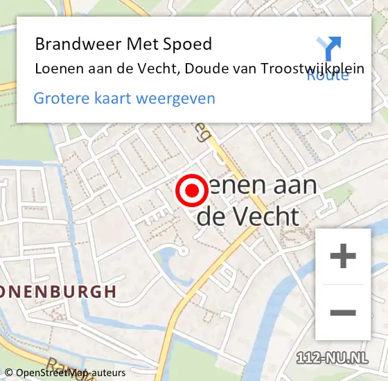 Locatie op kaart van de 112 melding: Brandweer Met Spoed Naar Loenen aan de Vecht, Doude van Troostwijkplein op 14 augustus 2023 13:35