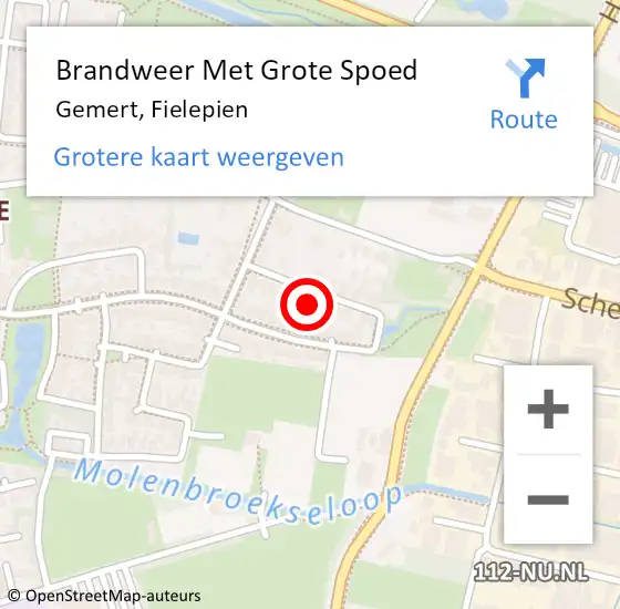 Locatie op kaart van de 112 melding: Brandweer Met Grote Spoed Naar Gemert, Fielepien op 14 augustus 2023 13:38