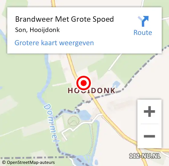 Locatie op kaart van de 112 melding: Brandweer Met Grote Spoed Naar Son, Hooijdonk op 14 augustus 2023 13:51