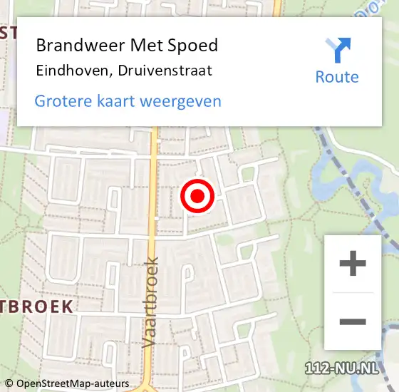 Locatie op kaart van de 112 melding: Brandweer Met Spoed Naar Eindhoven, Druivenstraat op 14 augustus 2023 14:05