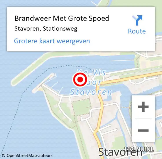 Locatie op kaart van de 112 melding: Brandweer Met Grote Spoed Naar Stavoren, Stationsweg op 14 augustus 2023 14:06