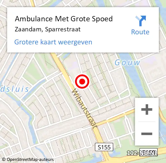 Locatie op kaart van de 112 melding: Ambulance Met Grote Spoed Naar Zaandam, Sparrestraat op 14 augustus 2023 14:13