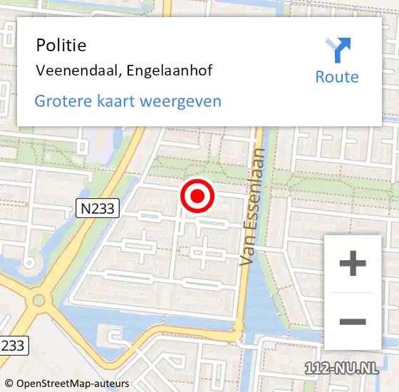 Locatie op kaart van de 112 melding: Politie Veenendaal, Engelaanhof op 14 augustus 2023 14:27