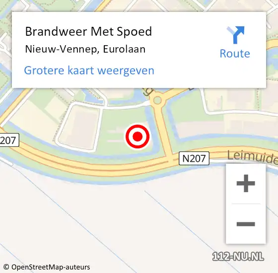 Locatie op kaart van de 112 melding: Brandweer Met Spoed Naar Nieuw-Vennep, Eurolaan op 14 augustus 2023 14:57