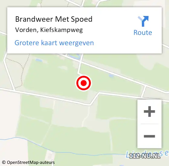 Locatie op kaart van de 112 melding: Brandweer Met Spoed Naar Vorden, Kiefskampweg op 14 augustus 2023 15:09