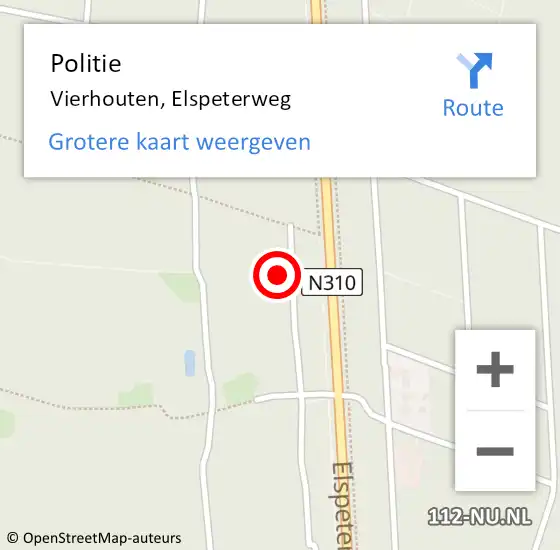 Locatie op kaart van de 112 melding: Politie Vierhouten, Elspeterweg op 14 augustus 2023 15:17