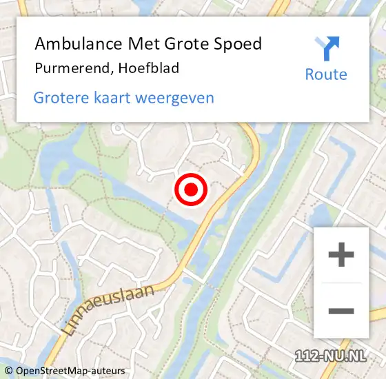 Locatie op kaart van de 112 melding: Ambulance Met Grote Spoed Naar Purmerend, Hoefblad op 14 augustus 2023 15:30