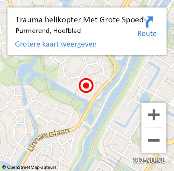 Locatie op kaart van de 112 melding: Trauma helikopter Met Grote Spoed Naar Purmerend, Hoefblad op 14 augustus 2023 15:31