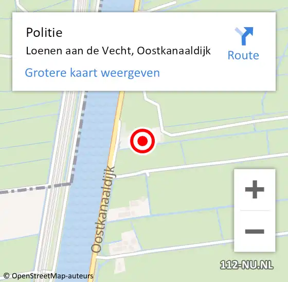 Locatie op kaart van de 112 melding: Politie Loenen aan de Vecht, Oostkanaaldijk op 14 augustus 2023 15:36