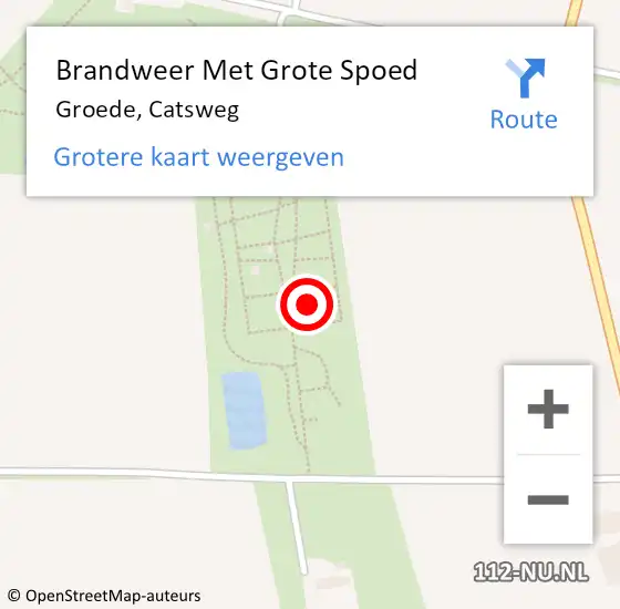 Locatie op kaart van de 112 melding: Brandweer Met Grote Spoed Naar Groede, Catsweg op 14 augustus 2023 15:41