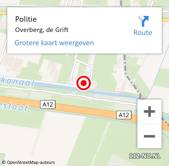 Locatie op kaart van de 112 melding: Politie Overberg, de Grift op 14 augustus 2023 15:56